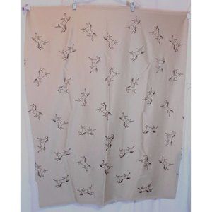 Equestrian Horse Print Embroidered Fabric 44" W x 1 Yrd  Tan Brown Poly Blend